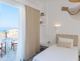 Room with single beds and sea views
